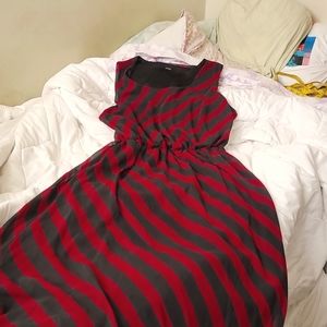 Red and Black Ankle-Length Dress